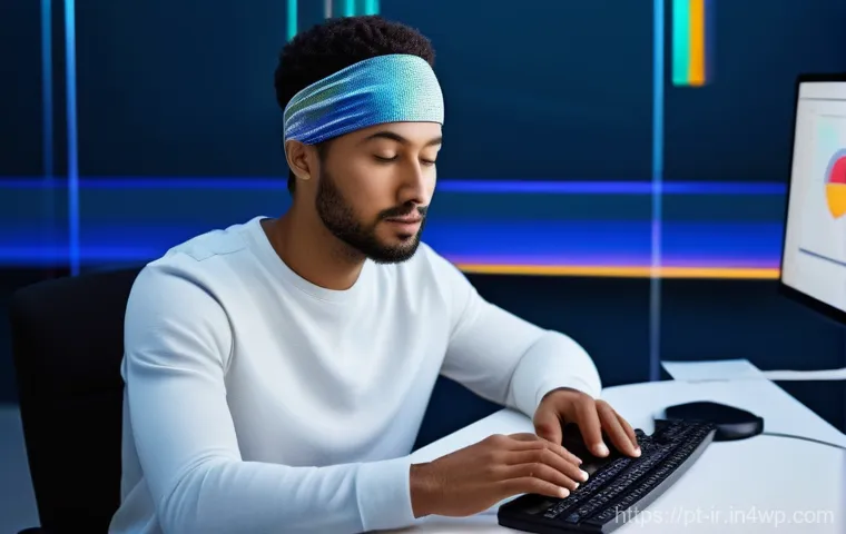 뇌파 기술의 연구 동향 - **Prompt:** A focused individual, appearing to be in their late 20s or early 30s, is seated at a bri...