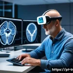 Home 21 기술 기반 뇌파 모니터링의 한계점 - A realistic scene showing a researcher in a modern neuroscience lab using a portable EEG headset on ...