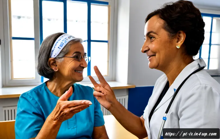 Home 17 뇌파 기술의 접근성 개선 방법 - Photorealistic community health clinic in Lisbon, an older Portuguese woman comfortably wearing a si...